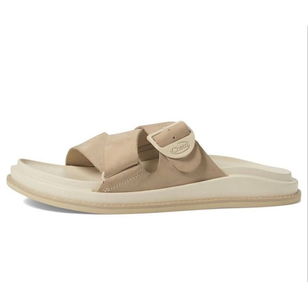 Chaco Women’s The Townes Slide Angora Cream Tan Nubuck Leather Slide Sandal - Picture 13 of 13
